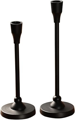 Miniatura 9 de Rely+ Juego de 2 portavelas decorativos negros, portavelas cónicos de alta calidad, portavelas para el hogar, mantel de boda, decoración de fiesta
