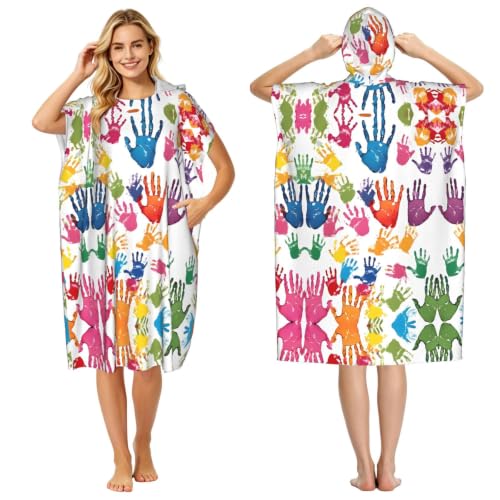 Poncho à langer imprimé en microfibre avec capuche serviette de bain surf - 2