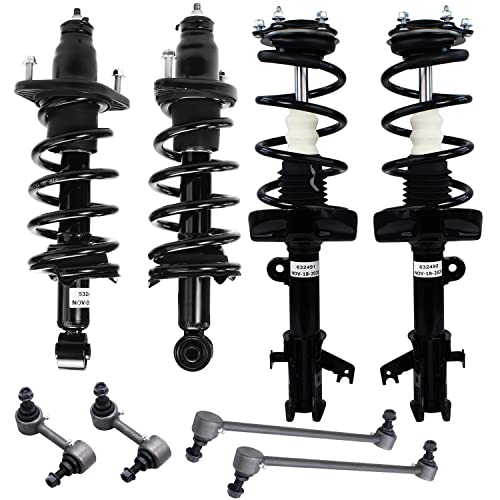Detroit Axle - 8pc Struts Kit for 2007-2011 Honda CR-V Complete 4 Quick Install Ready Struts Shocks with Coil Spring Assembly 4 Sway Bar Links Front and Rear 2008 2009 2010 Replacement Suspension Kit