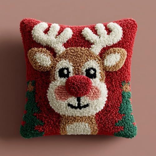 Kit de cojín de gancho de pestillo de Renos de Navidad para decorar tu salón, 43x43cm