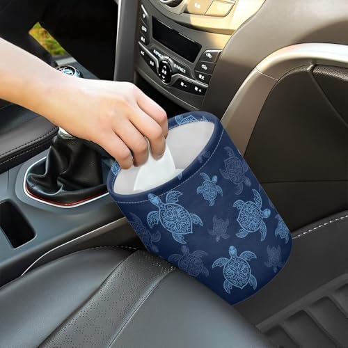 Image of Blue Sea Turtle Mini Car Trash Bin Car Garbage Can Car Storage Bag Waterproof Multipurpose Car Accessories Car Organizer for Auto Interior