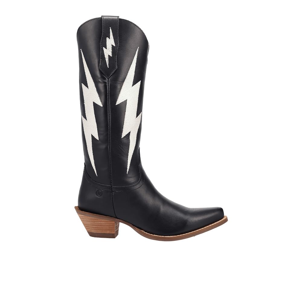 Dingo Womens Thunderbolt Leather Casual Boots Mid Calf Mid Heel 2-3 - Black
