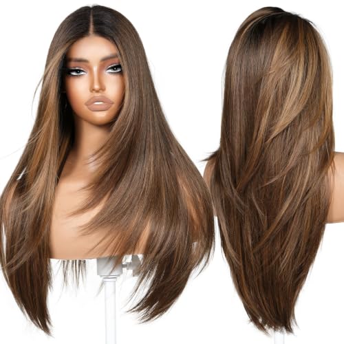 BrownBomb Highlight Layered Wig