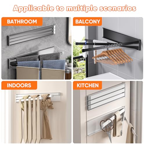 Swivel Towel Rack Thicken Metal 3-Arm Towel Bar Space Saving Wall Mounted Towel Holder with Rustproof Swing Out Towel Hanger for Bathroom Kitchen White by APROMOOM - Image 2