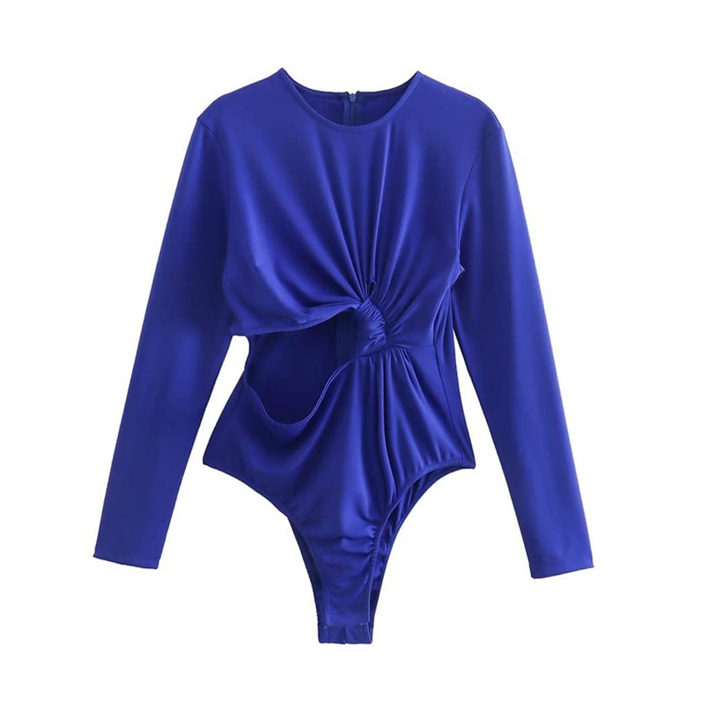 Body Ritagliati Manica Lunga Colletto Tondo Donna Sexy Body Outfit Party Night Club (Color : A, Size : S Code)