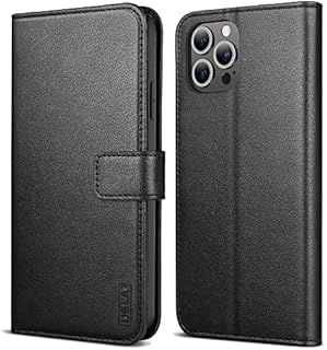 USLAI for iPhone 12 Case/iPhone 12 Pro Phone Case Flip Leather Wallet Book Stand Folio Card Holder Cover for iPhone 12/iPhone 12 Pro - Black