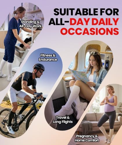 Image of PULIOU Cooling Compression Socks for Women Men, 20-30 mmHg Circulation Knee High for Travel, Flying, Running, 2 Pairs