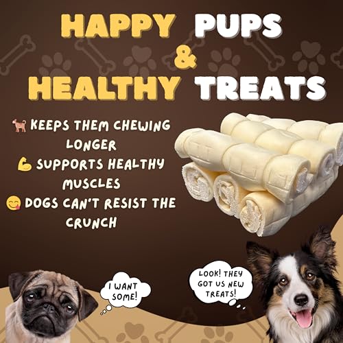 Image of Woofley's 5-6 inch Buffalo Beef Cheek Roll -(100 Count)- Beef Cheek Rolls for Dogs - Long Lasting Natural Dog Chews
