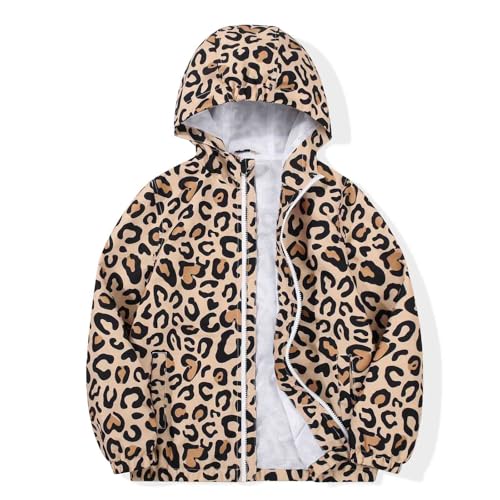 Image of SUNDAY ROSE Girls Windbreaker Jackets Lightweight Water Resistant Coat Outwear with Hooded for Kids