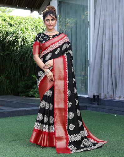 Image of Yashika Women's Dola jacquard Saree| Lightweight Digital Graphic Printed Saree for Women with Unstitched Blouse Piece