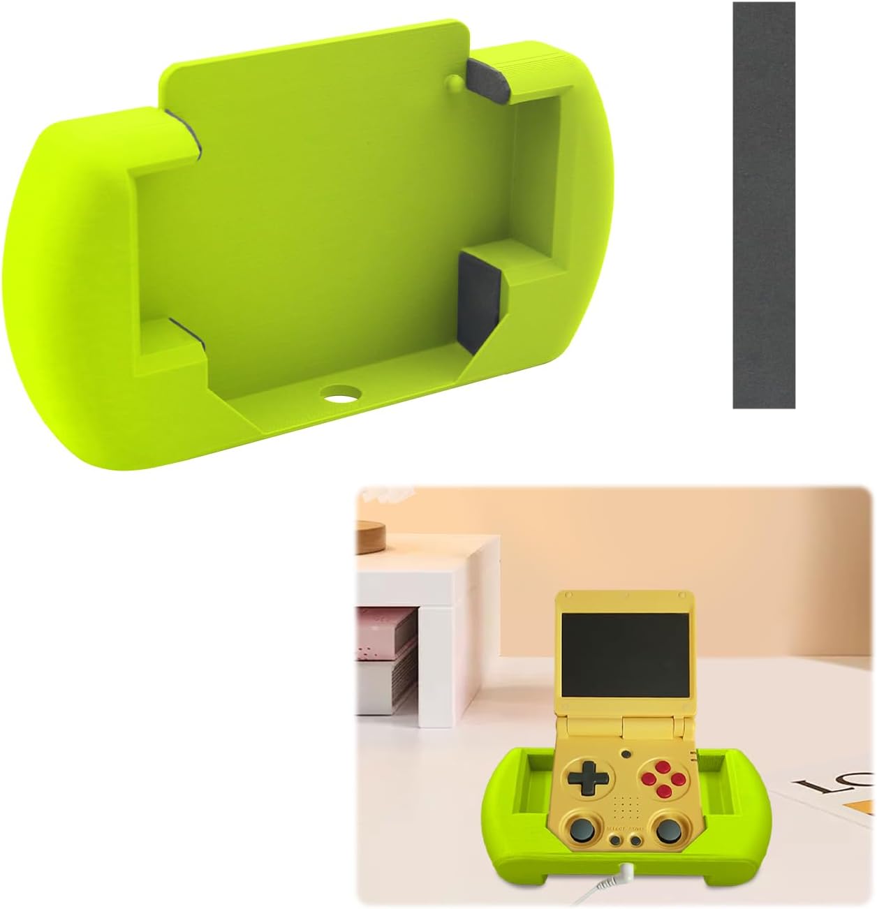 Stand Compatible with Anbernic RG34XXSP, Lightweight PLA Desktop Dock with Anti-Slip Base and Cable Port for Charging While Playing, Retro Gaming Accessory (Green)