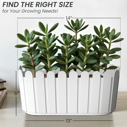 Image of YUCCABE ITALIA SHERA Fence-TRA 14 INCH Plastic Flower Pot Suitable for Inddor Outdoor Kitchen Garden