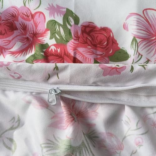 Image of VM VOUGEMARKET Ruffle Duvet Cover Set Twin 3 Pieces Red Rose Flower