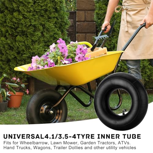 4.10/3.50-4\" Inner Tube Tire with TR-87 Bent Valve Stem Replacement Lawn Mower Tire Tubes Wheelbarrow Tires for Tractor Garden Carts Hand Trucks Mowers 2Pcs