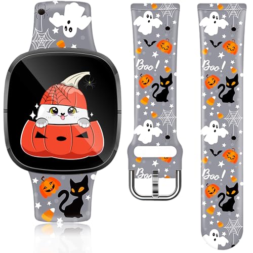 Christmas Holiday Watch Band Compatible with Fitbit Versa 4, Versa 3, Sense 2, Sense, Xmas Pattern with Santa,Plaid Gnome, Winter Snowman, Snowflake Design