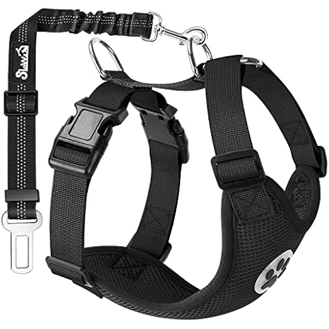 Lukovee Adjustable Dog Car Harness and Seatbelt Cover