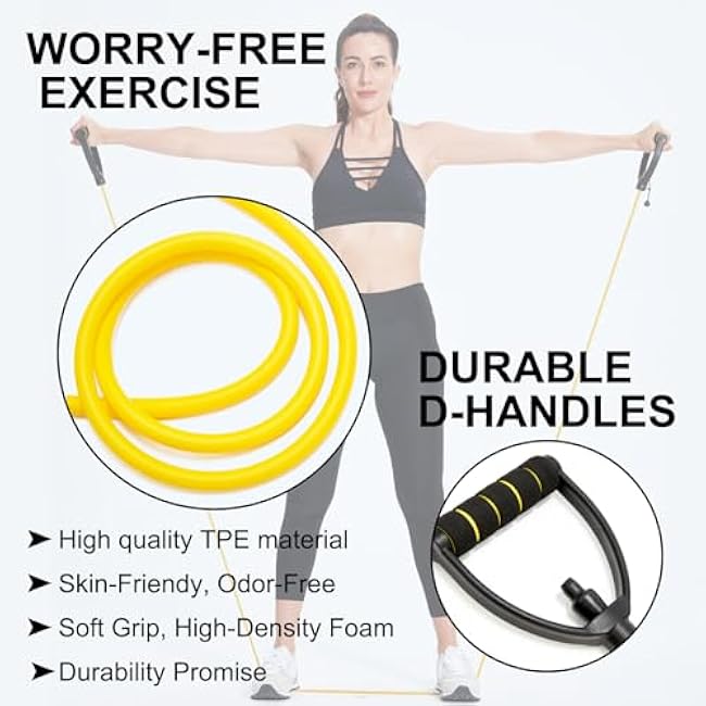 Resistance Bands with Handles, Exercise Resistance Bands, Workout Bands with Door Anchors, Adjustable Length, for Resistance Training, Physical Therapy, Home Workouts