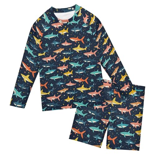 Cute Shark Baby Boys' Toddler Long Sleeved Rashguard Swim Bathing Suit Set B0404969