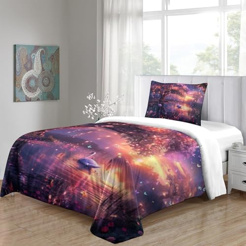 Housse de couette 135x200 imprimée 3D parure de lit 3 pièces single