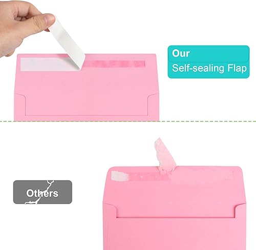 Miniatura 3 de 70 paquetes de sobres de invitación, sobres A2 rosas tipo postal para tarjetas de 4.5x5.5 para invitaciones, autoadhesivos para fotos y