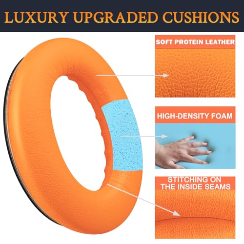 Image of SOULWIT Earpads Replacement for Bose QuietComfort 45 (QC45) /QuietComfort SE (QC SE) /New Quiet Comfort Wireless Over-Ear Headphones, Ear Pads Cushions with Softer Protein Leather - Orange