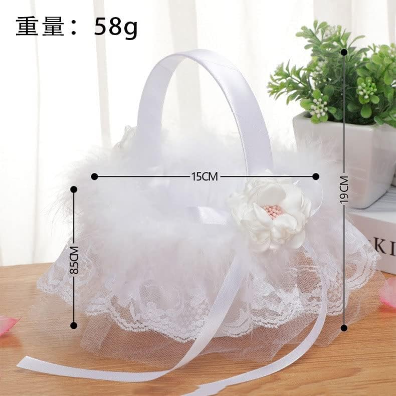Wedding Flower Basket White Wedding Sprinkle Flower Basket Small Flower Basket Lace Flower Girl Hand-held Flower Basket