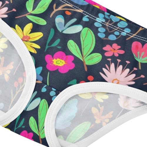 Cotton Girls Underwear Toddler Whimsical Botanical Floral Black Cute Panties Girl Stylish Kids Briefs Undies 2t4