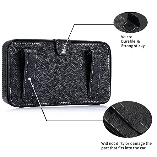 Mr.Ho Luxury Black Leather Car Visor Tissue Holder Mount, Hanging Tissue Holder Case for Car Seat Back, Multi-use Paper Towel Cover Case With One Tissue Refill for Car & Truck Decoration