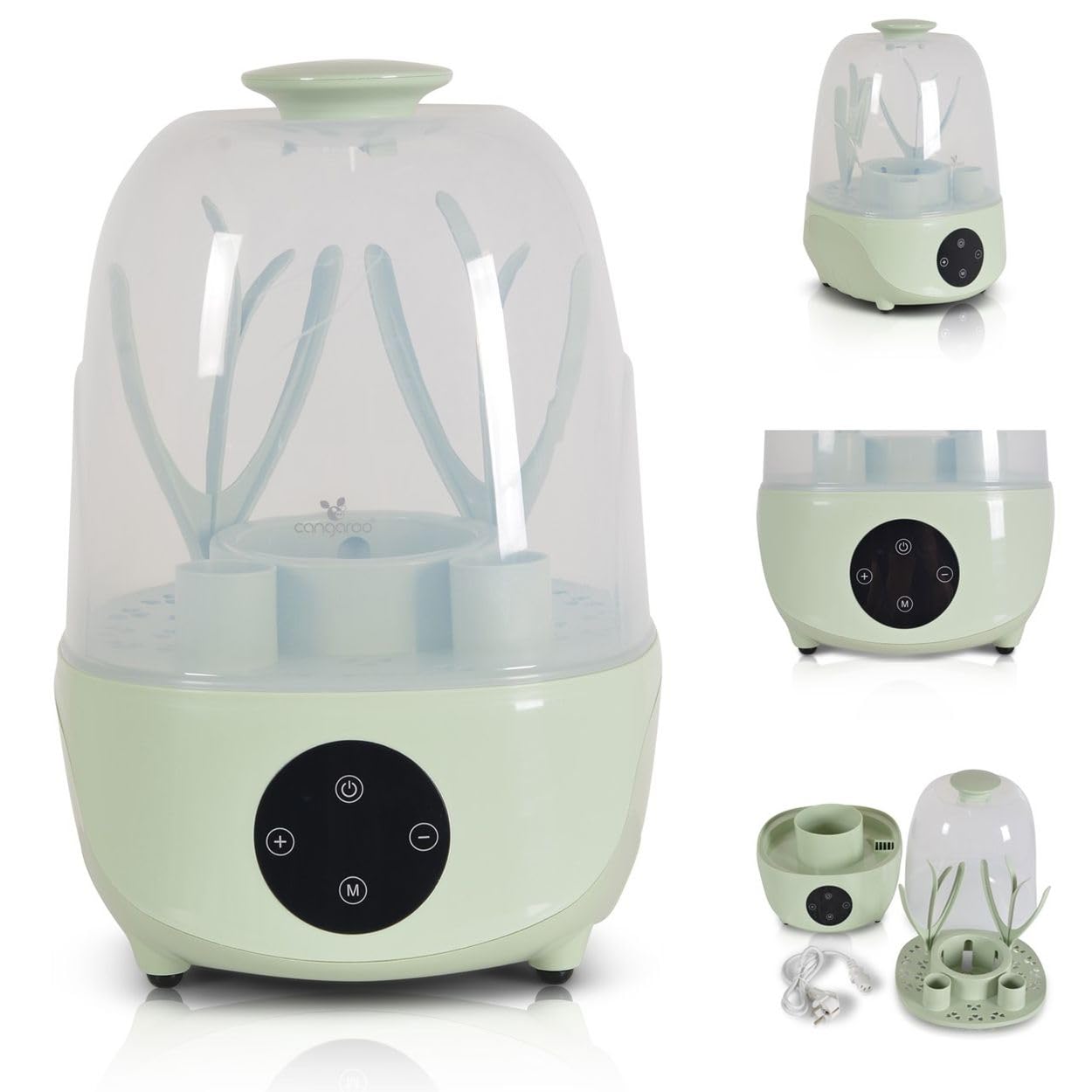 Cangaroo Sterylizator Verde 4 w 1, podgrzewacz do butelek, na 6 butelek, parowar, kolor: zielony
