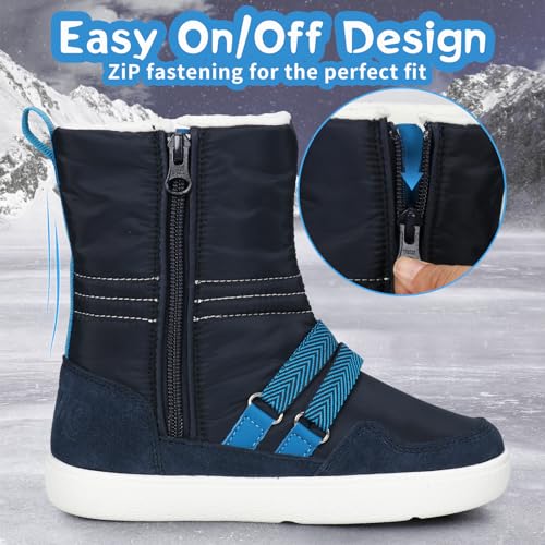 UOVO Kids Boys girls Snow Boots Warm Ankle Fur Lined Slip Resistant Waterproof Outdoor Winter Shoes(Little Kids/Big Kids)2