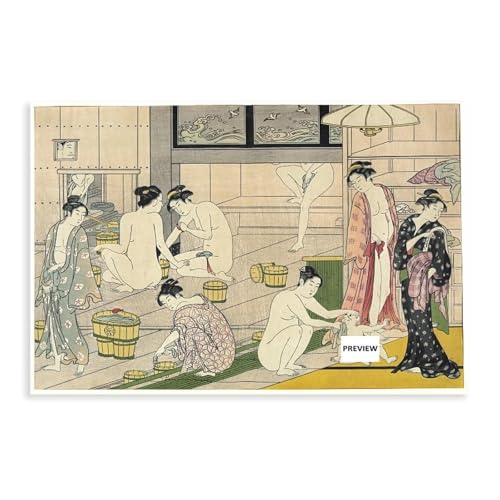Toile Kiyonaga femmes de bain 30x45cm pour habiller un mur vide de bureau