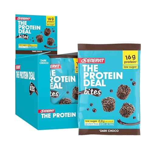 Enervit, The Protein Deal Bites con Cioccolato Fondente, Pacco da 10 Minipack da 53 Grammi, Porzioni Monodose, con 16 Grammi di Proteine per Mantenere il Tono Muscolare, Senza Glutine