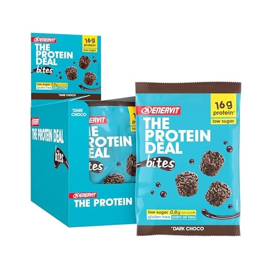 Enervit, The Protein Deal Bites con Cioccolato Fondente, Pacco da 10 Minipack da 53 Grammi, Porzioni Monodose, con 16 Grammi di Proteine per Mantenere il Tono Muscolare, Senza Glutine