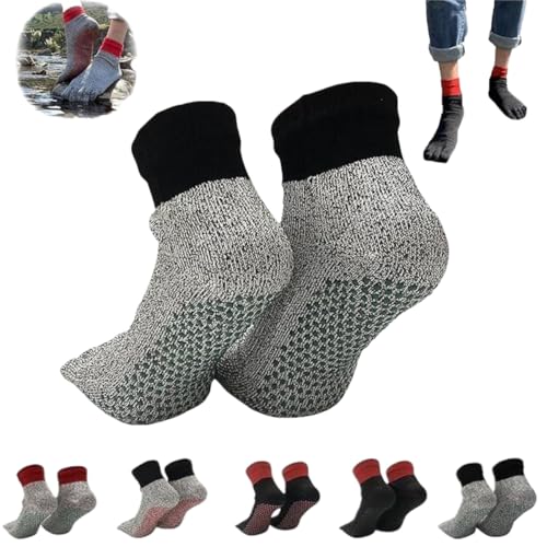 Konjoun Barefoot Socks Men Outdoor Non-Slip Grounding Socks Portable Five Finger Socks Athletic Running Beach Socks