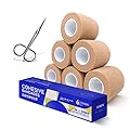 RISEN Cohesive Bandage 2” x 5 Yards, 6 Rolls, Self Adherent Wrap Medical Tape, Adhesive Flexible Breathable First Aid Gauze Ideal for Stretch Athletic Skin
