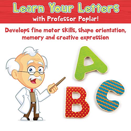 Imagination Generation Alphabet Chunky Puzzle Board - Learn Your Abc's with Professor Poplar's Wooden Pegged Puzzles - Young Children's Educational Toys - Upper Case - Thumbnail 5