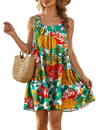 YESNO Summer Dresses for Women Casual Boho Floral Sundresses Sleeveless Scoop Neck Beach Tank...