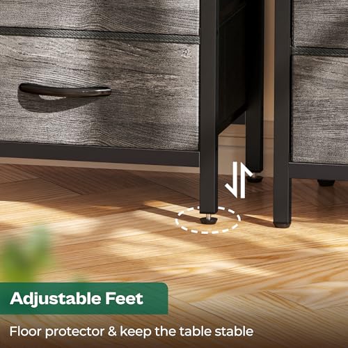 Image of Huuger Nightstand with Charging Station, Side Table with Fabric Drawers