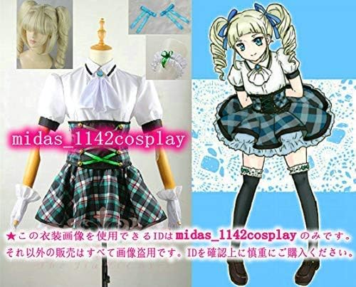 Amazon 実物撮影ウィッグ 手袋 髪飾り 太もも飾り付きアイカツ アイドルカツドウ 藤堂ユリカ チェック衣装 コスプレ衣装 コスプレ 仮装 通販