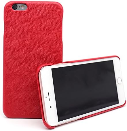 iPhone 6s Plus Cell Phone Case Genuine Leather Hard Backcover DOKDO Slim Fit Protective Case for iPhone 6/6s Plus 5.5 inch (RED SAFFIANO, iPhone 6s Plus)