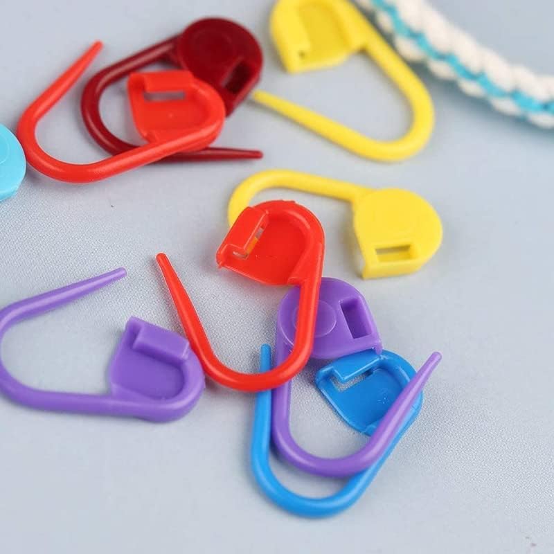 Dailylike 100PCS Colorful Locking Crochet Stitch Markers Plastic Stitch Counters Clips for Weaving Sewing and Knitting DIY Craft