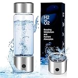 Hydrogen Water Bottle 3 Min Quick Electrolysis Hydrogen Rich Water Bottle 460ml for Travel Office Exercise Daily Drinking (Silver)