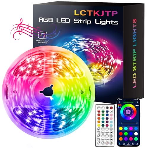 Image of LED Strip Lights,RGB Music Sync Color Changing Led Lights with Smart App Control Remote & Remote Control,LED Lights for Bedroom,Room Essential,Sense of Atmosphere Decorations(65FT-1Roll)