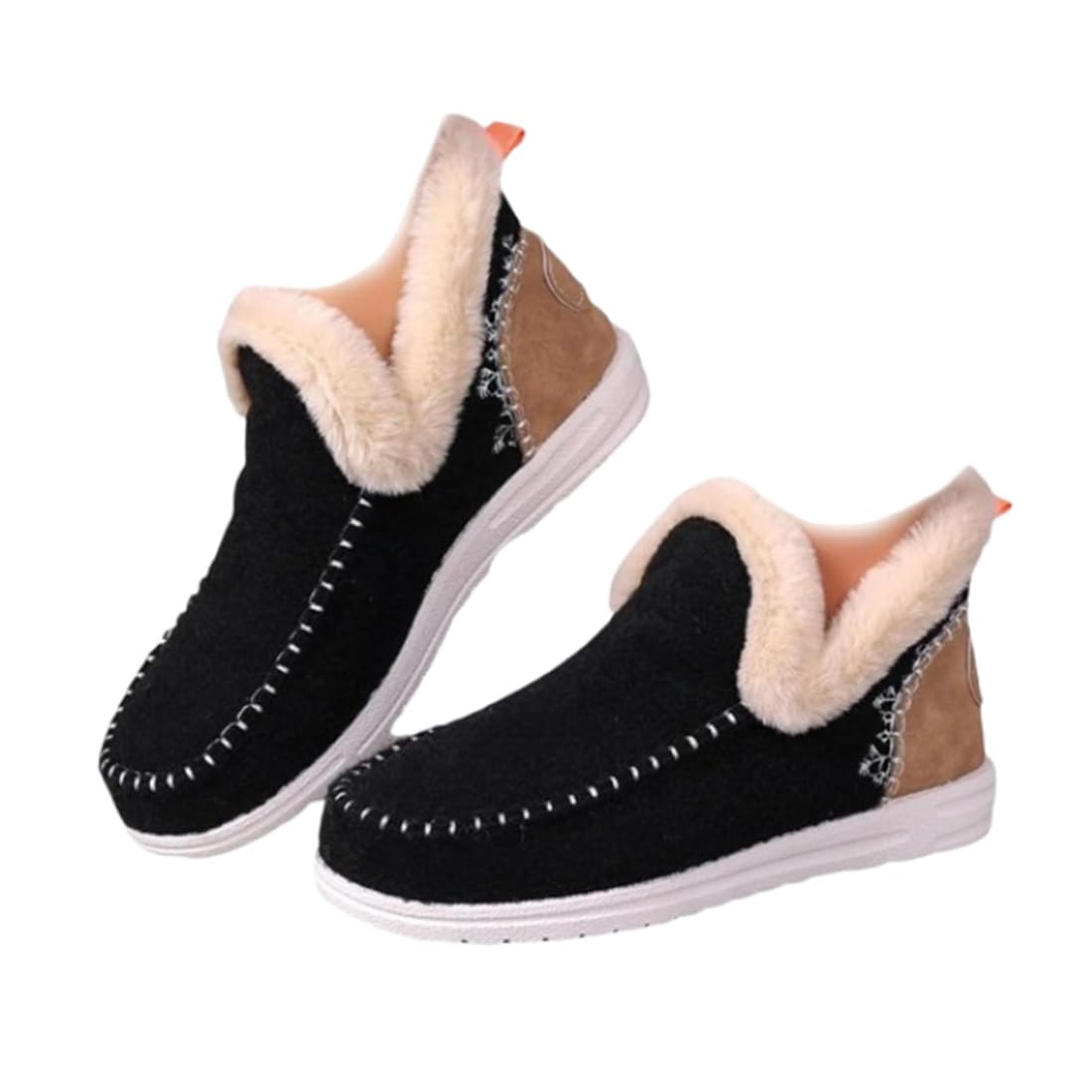 Zapatos Planos con Forro de Felpa de Invierno para Mujer, Zapatillas de Felpa Suave sin Cordones
