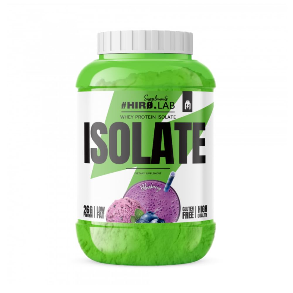 HIRO.LAB Whey Protein Powder Isolate 1800 g - Delicious Protein Powder for Muscle Building - Protein Powder Low Fat - Easy to Digest Whey Isolate (Blueberry)