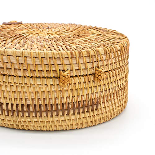 Aolida Rattan Bag Handwoven Round Bag Natural Chic Crossbody Handbag Circle Boho Bag For Holiday Dating Beach Gift For Women #TOP5