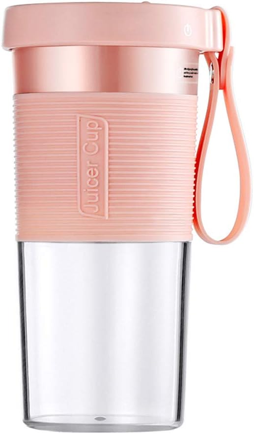 Mini Portable Blender, Hengweiuk Personal Blender Rechargeable Juicer Cup Non-Slip Electric Fruit Mixer/USB Juice Blender 3 Super-Sharp Stainless Steel Blade Baby Travel 600ML (Pink)