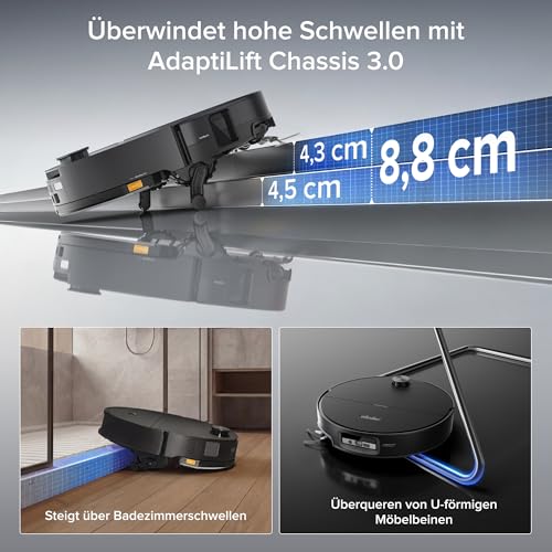 roborock Saros 20 Sonic Saugroboter mit Wischfunktion, VibraRise 5.0 Wischsystem, AdaptiLift Chassis 3.0, 36,000 Pa Saugkraft, ultraflach Design, FlexiArm Technologie, brandneues RockDock, Schwarz