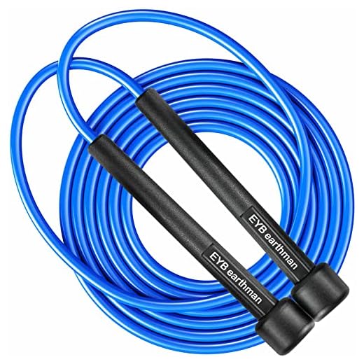 EYB earthman Light weight adult & kids adjustable skipping rope speed jumping rope workout jump rope for burning Exercises MMA training boxing (blue)