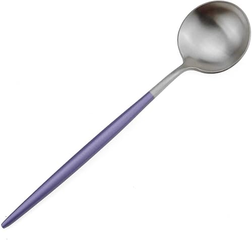 Miniatura 4 de Gugrida Juego de cubiertos de lujo, 20 piezas de acero inoxidable 1810 con mango morado mate para 4 personas, incluyendo tenedores, cucharas,